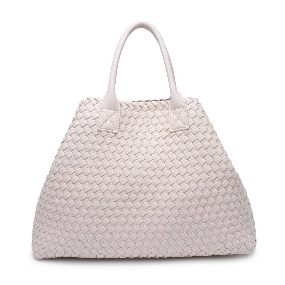 Ithaca Woven Vegan Leather Tote: Oatmilk