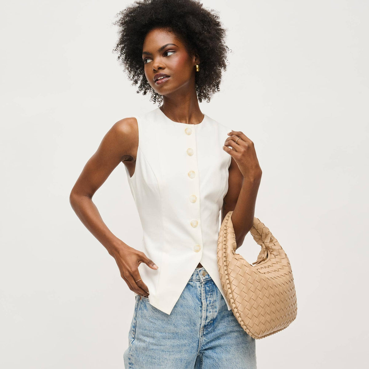 Wendy Woven Shoulder Bag: Sage