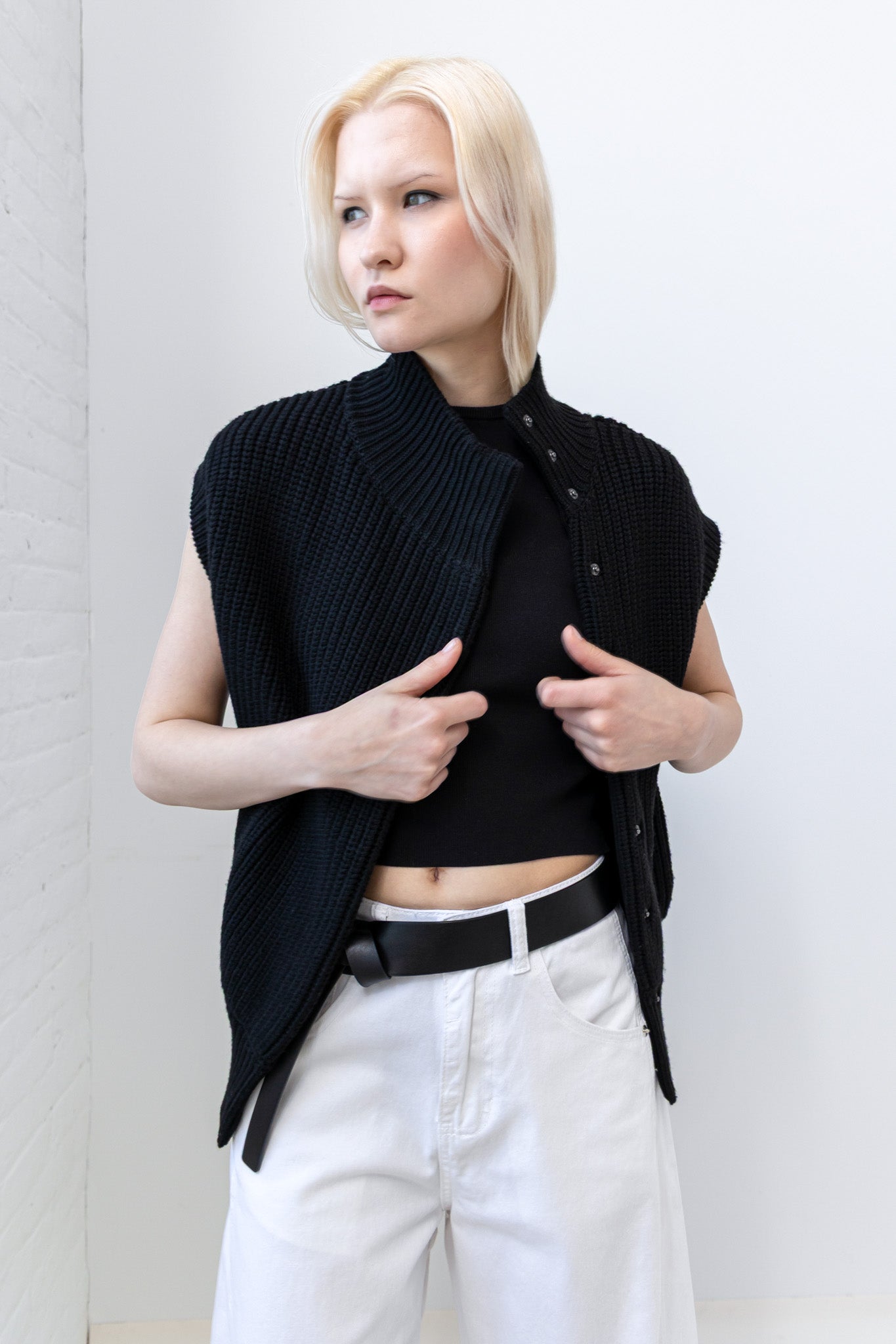 トップス HAND KNIT VEST N108-CS - Chunky Stitch Reversible Vest | NFP