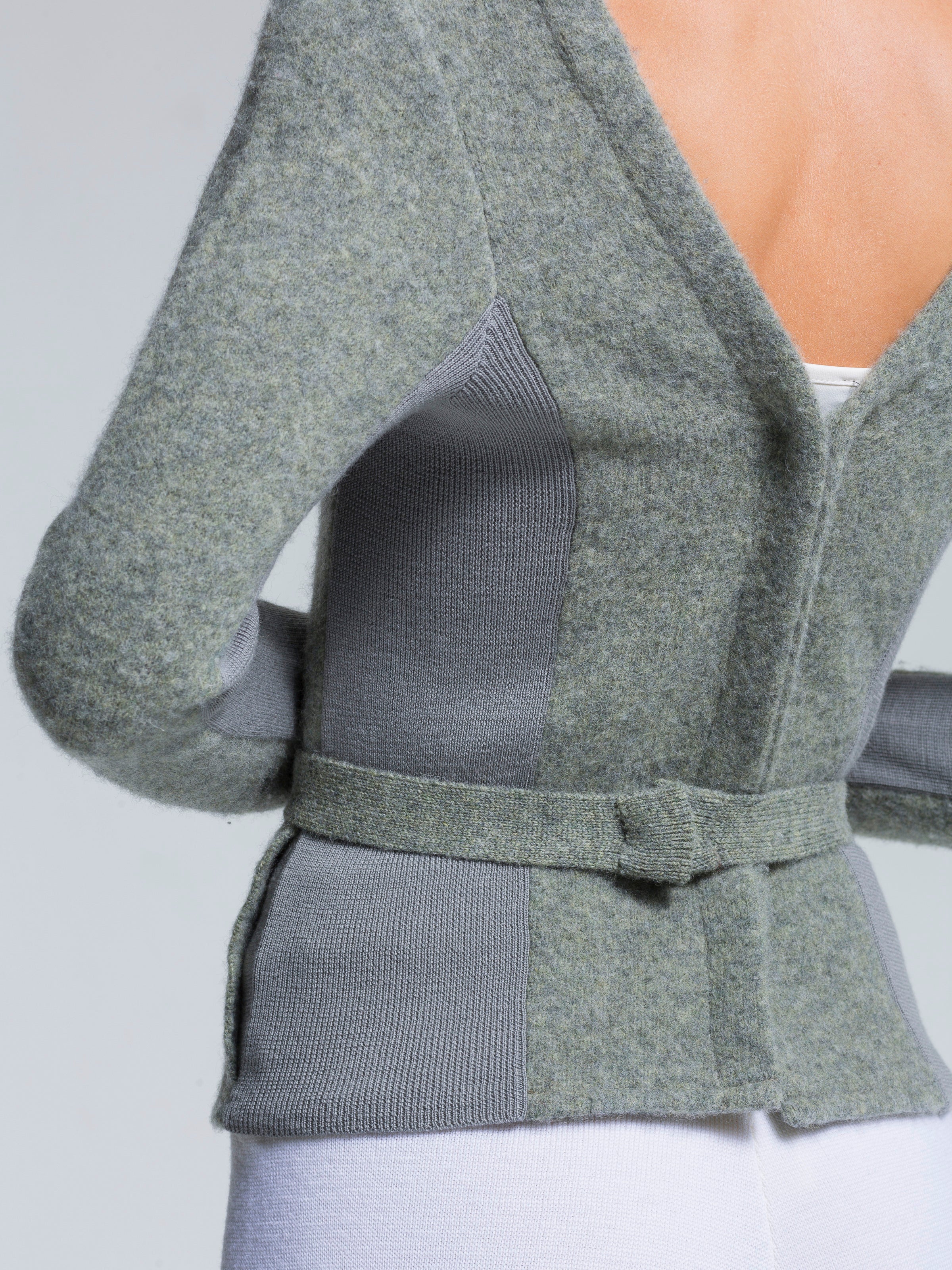 N98-BW - Boiled Wool Strap Cardigan | NFP